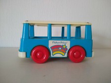 Vintage Fisher Price Little People play family bus blau 1990 regenbogen selten