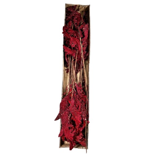Juego de 14 selecciones florales decorativas de hojas de acanto rojas de colección navideña Frontgate - Imagen 7 de 13