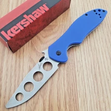 Kershaw Folding Knife 3.25" UNSHARPENED 3Cr13 Steel Blade Blue G10 Front Handle