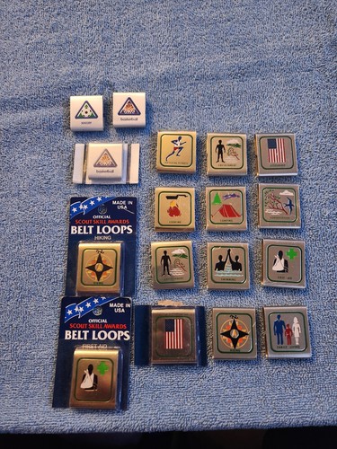  Vintage, Boy Scout BSA  Award Metal Belt Slides Merit Awards Lot, Some NOS - Picture 1 of 5