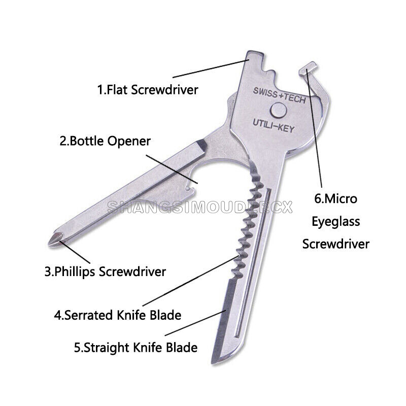SWISS+TECH Utili-Key 6-in-1 Key Ring Chain Multitool Stainless