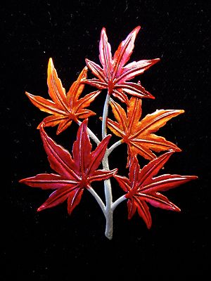 ''JJ'' Jonette Jewelry Silver Pewter 'Colorful JAPANESE MAPLE' Pin