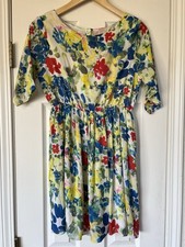 ALICE AND OLIVIA Womens Medium Silk Floral Half Sleeve Mini Watercolor Dress