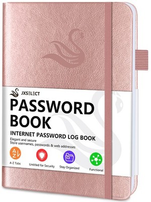Elegant Password Book with Alphabetical Medium (5.2 x 7.6 Inch), Rose Gold