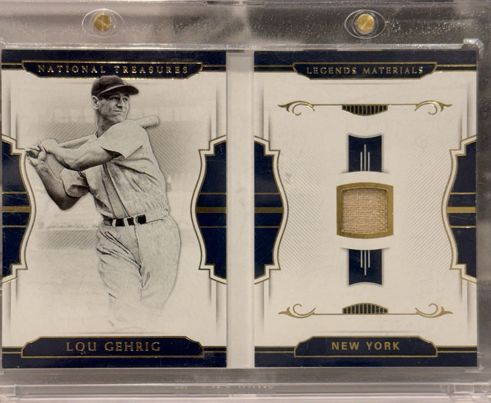 HOF Lou Gehrig 2018 Panini Gold National Treasures- Game Used Jersey /25 view 1
