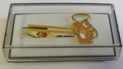 Seoul 1988 Olympic Games Official Hodori Mascot Vintage Gold Tone Tie Bar Rare
