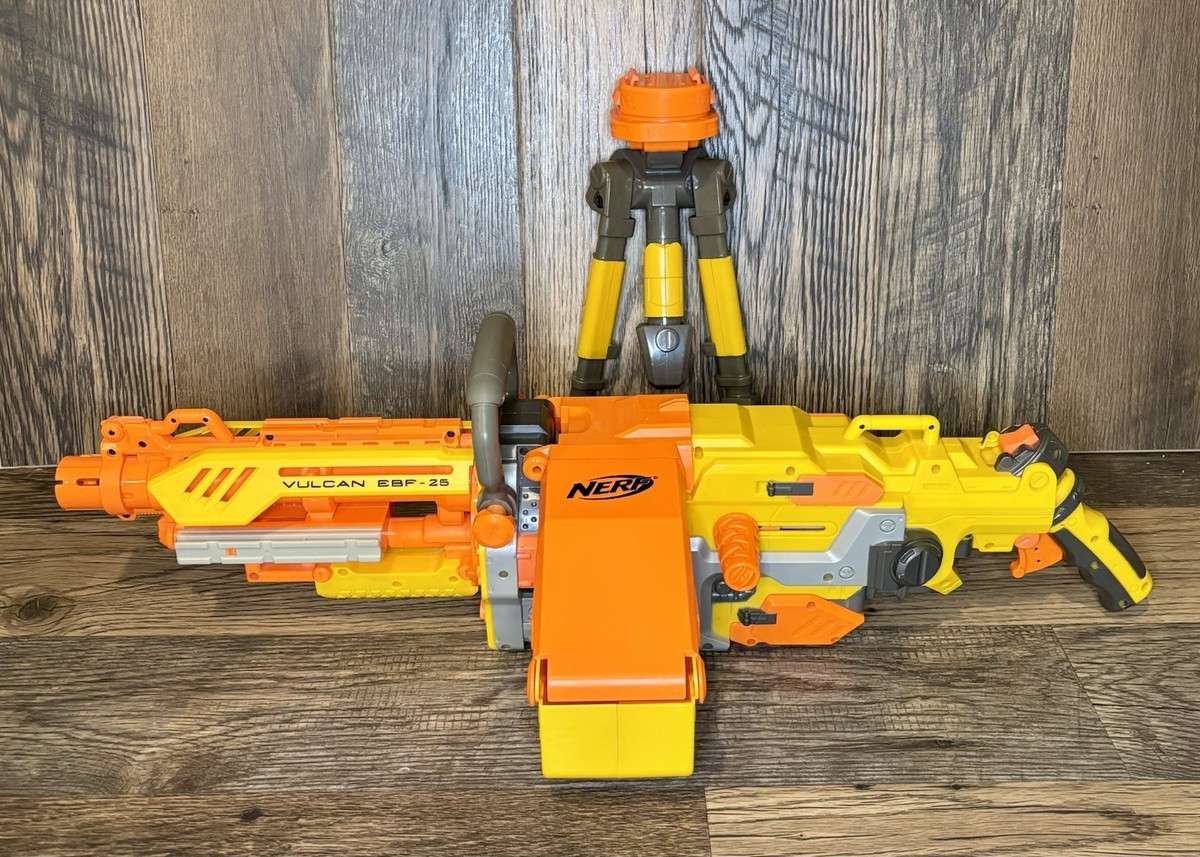 NERF N-Strike Vulcan EBF-25 Gun Blaster w/Tripod Excellent