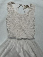 Speechless Girls Party Formal Princess Dress Ivory Tulle Shimmer Lace Silver 12