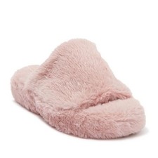 Fluffy Pink Faux Fur Slides