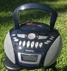 Sony CFD-E75 Portable Boombox CD Player AM/FM Radio Cassette Working Vtg BLUE