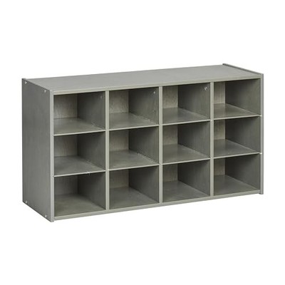 ECR4KIDS STREAMLINE 12 CUBBY TRAY STORAGE CABINET 3X4 CLASSROOM FURNITURE GRAY