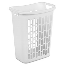 Mainstays Rectangular Open Plastic Laundry Hamper Narrow Spaces,White,Adult.