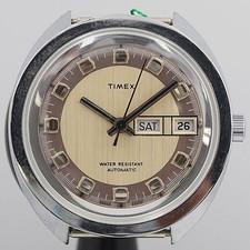 Timex Day-Date AT XYZ Silver Dial Automatic Men s Watch Working Excellent