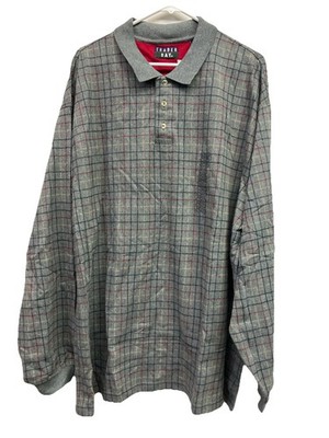 Trader Bay Men s Shirt Long Sleeve Plaid Gray Red 2XLT New Old Stock Vintage