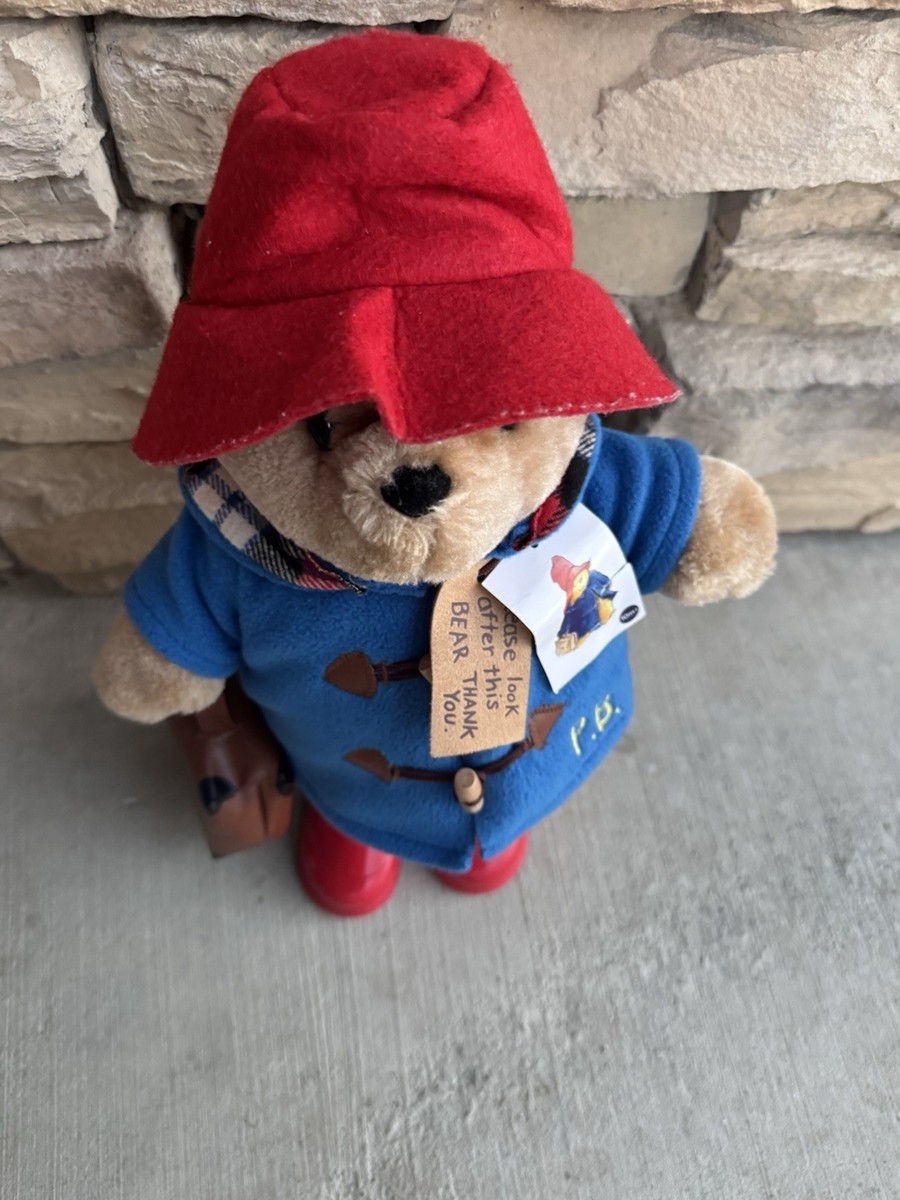 Paddington Bear Plush Red Boots Hat Blue Coat Suitcase Rainbow