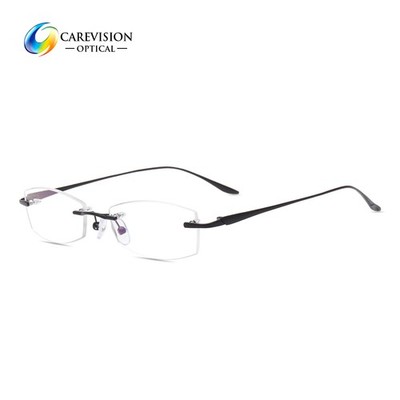 Men's Rimless Metal Optical Glasses Frame Rectangle Eyeglass Frame RX Ready