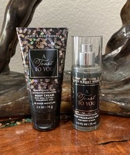 2 pc Bath  Body Works A Toast To You Mini Travel Fragrance Mist Spray Cream