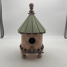 Vintage Hand Painted Decorative Wood Birdhouse Cottage Core 12 Inches Tall
