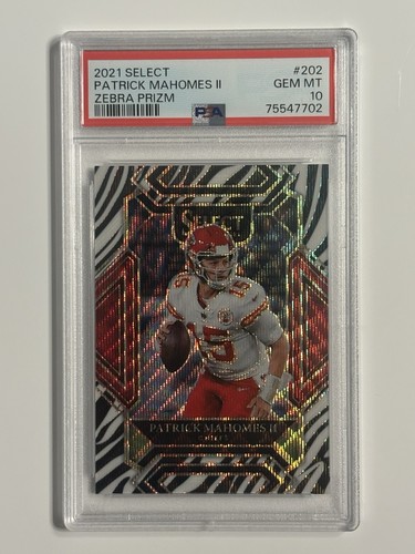 2021 Panini Select Club Level Patrick Mahomes II #202 Zebra Prizm PSA 10 POP 6