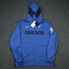 Dallas Mavericks Hoodie Mens Large Blue Nike Dri FIT NBA Full Zip Pockets