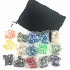 Polyhedral Dice 105 pcs - 15 Complete Sets Plus Bag - D & D - Role Playing