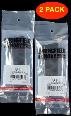 Springfield Armory 1911 45 ACP 7 rd Blued Steel Magazine **2 PACK** PI4523