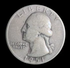 1951 Washington Silver Quarter - Medium Motto - 90% Silver - Fine Condition