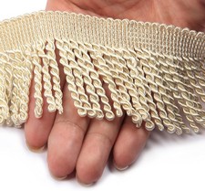 Curtain Fringes Bullion Fringe Trim 5/10 Yard x 2.5 Inches Fabric Beige, 5yard 