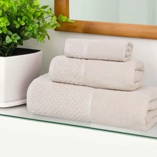 Cotton 3 Piece Towel Set, Quick Dry, Bathroom Essentials, Shower, Spa, Soft A...