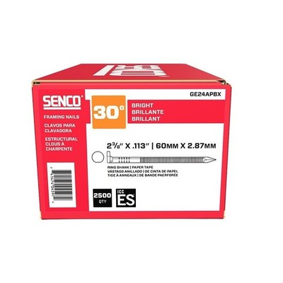 Senco GE24APBX Collated Nail, 2-3/8 in L, Steel, Bright Basic, Offset Full Round