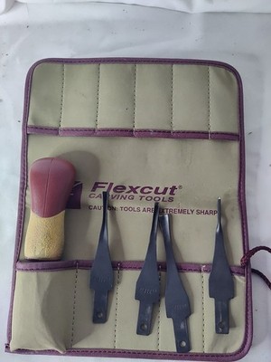 Flexcut Our 5 pc Printmaking Tools Carving Blades, w1/A Quick-Connect ABS Handle