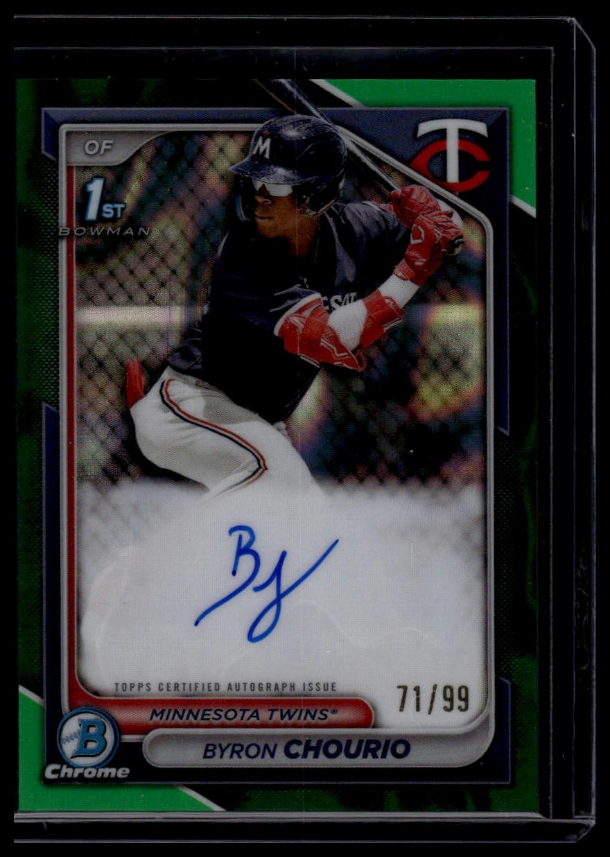 2024 Bowman #CPA-BCH Byron Chourio Chrome Auto HTA Green Lava Refractors #/99
