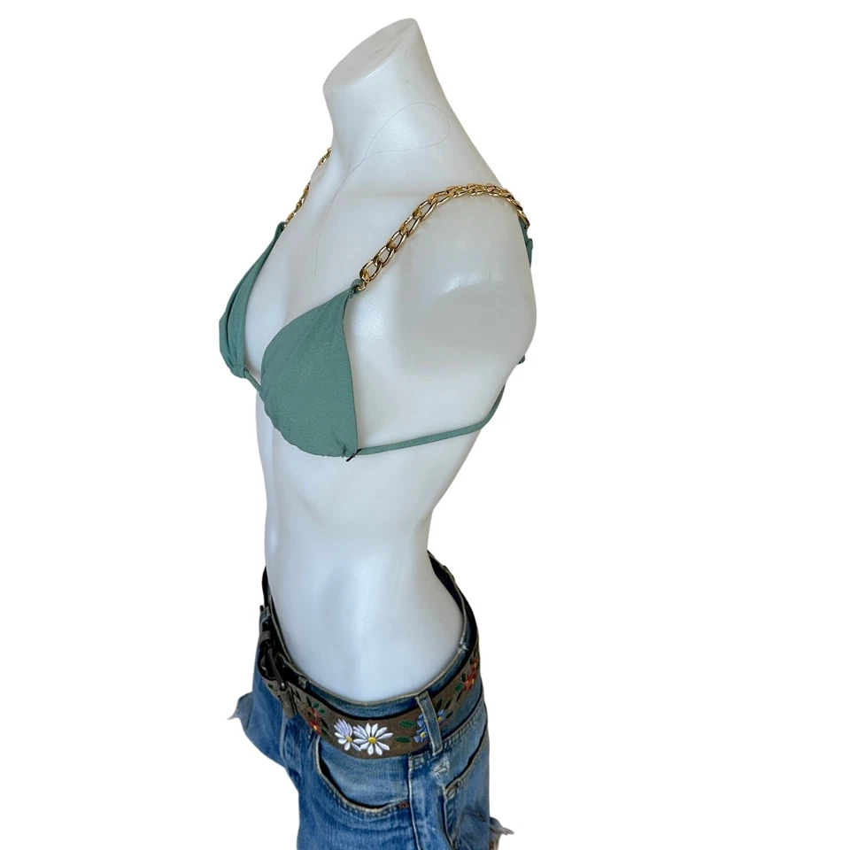 Top de bikini con cadena triangular Revolve verde salvia MEDIANO cuerda Lovewave $88 Foto 4 de 4