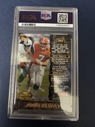 1995 JOHN ELWAY Bowman’s Best Black Refractor #90 PSA 9 Mint - Picture 2 of 2