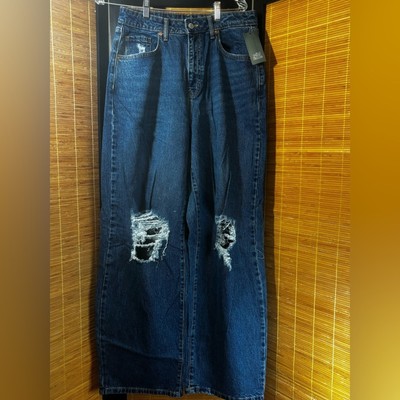 Wild Fable High Rise Blue Jeans with Distressed Knees