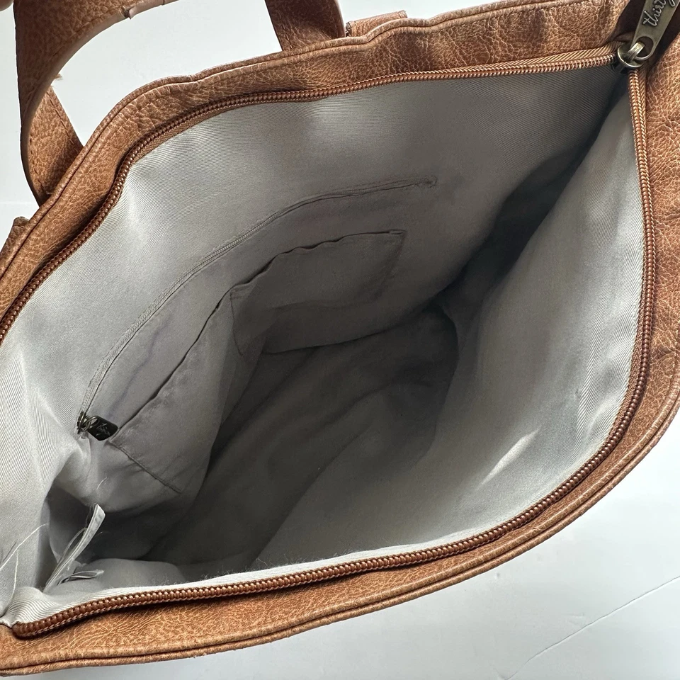 Mochila Thirty-One High Street Bolso de Mano Cuero Vegano Cremallera Caramelo Tostado Foto 4 de 4