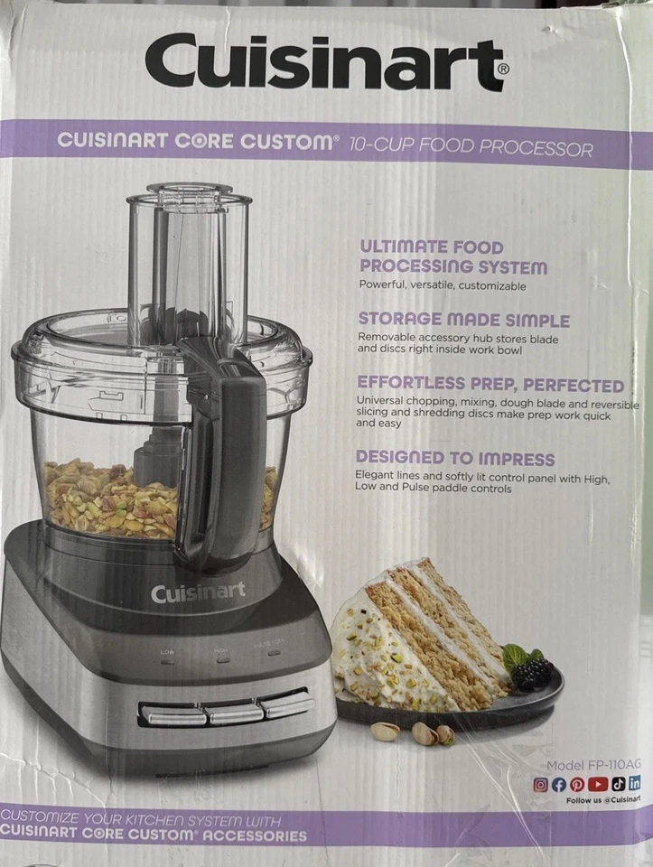 Cuisinart 10-Cup Multifunctional Food Processor Gray Core Custom FP-110AG - Image 2 of 4