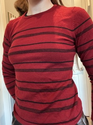 100% Wool Red Striped Charter Clubs Sweater Women's Size p/m