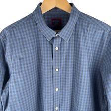 UNTUCKit Mens XL Gingham Check Long Sleeve Button Up Shirt Blue Gray Cotton