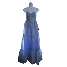 Lulus nwt Exceptional Grace strapless dress XS blue maxi tiered bustier