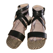 Nine West Black Strappy Block Heel Sandals Square Toe Dress Shoes Women's 8 M