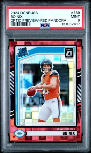 2024 PANINI DONRUSS OPTIC PREVIEW-RED PANDORA #369 BO NIX ROOKIE RC PSA 9