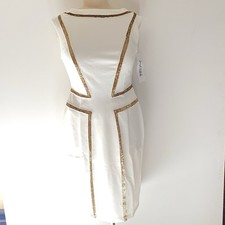 Joseph Ribkoff Sheath Dress Womens 10 Ivory Gold Sequin New