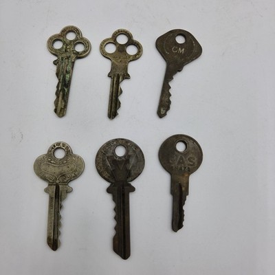 Vintage Key Lot 6pc Corbin Yale BASCO Independent Lock Co Cabinet Lock Keys Old