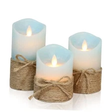  Nautical Decor Flameless Candles - Home Christmas Farmhouse Summer Ocean Blue
