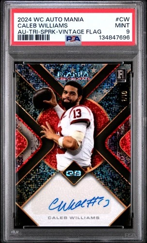 2024 WILD CARD AUTO MANIA AMERICAN FB HOBBY AUTO #CW CALEB WILLIAMS 1/10 PSA 9