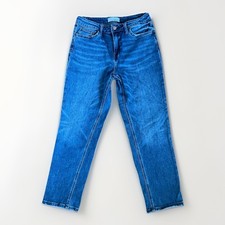 Vervet Women's 27 Mid Rise Straight Leg Contemporary Ankle Jeans Dark Blue Wash