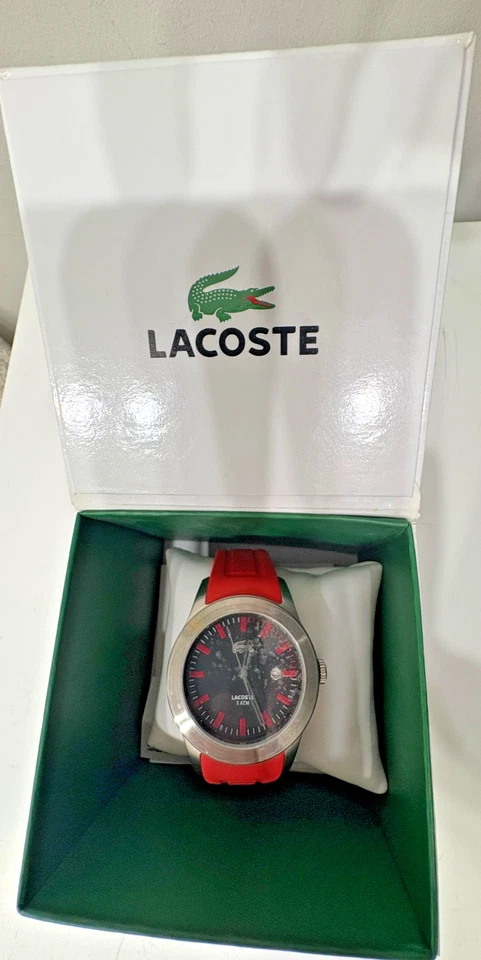 Lacoste Watch Lacoste Sport Black/Rubber 42 mm Red Unisex NEW - image 4 of 4