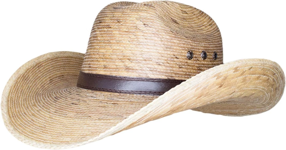 Sombrero Western Palm Leaf com detalhes em couro sintético - Acessório perfeito de verão - Imagem 3 de 4
