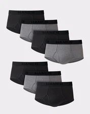 Hanes Brief 7 Pack Ultimate Men TAGLESS No Ride Up Comfort Flex Waist Black/Grey